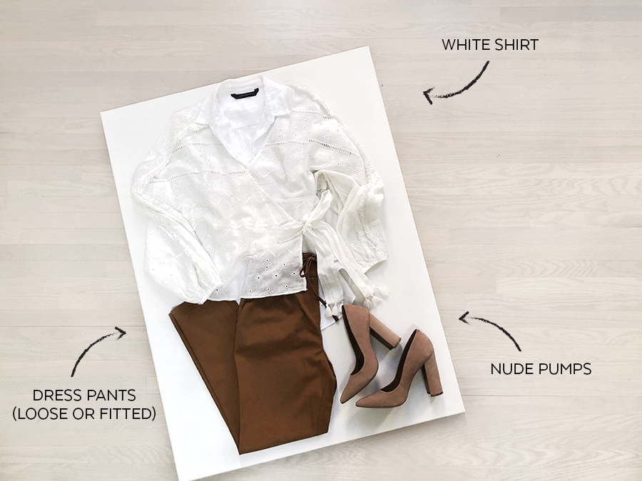 Zara White Embroidered Shirt - Look1 - Office
